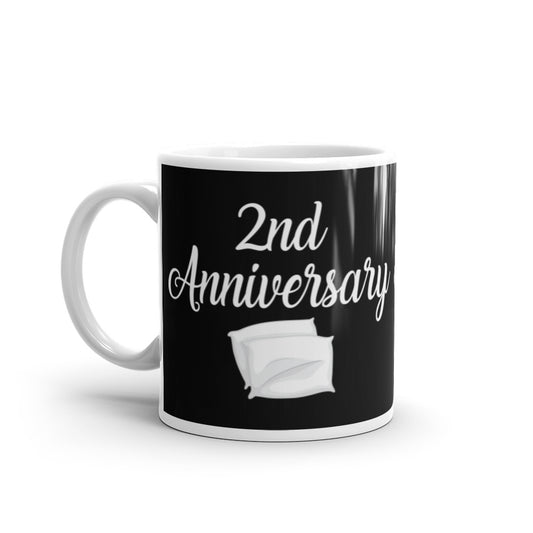 2nd Anniversary in Black & White - White glossy mug