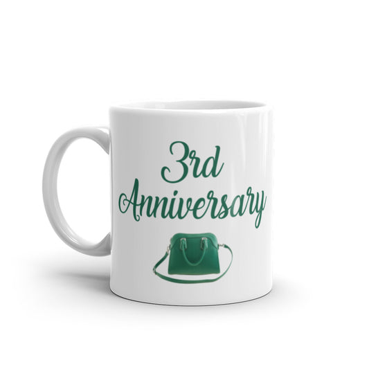 3rd Anniversary in White & Jade - White glossy mug