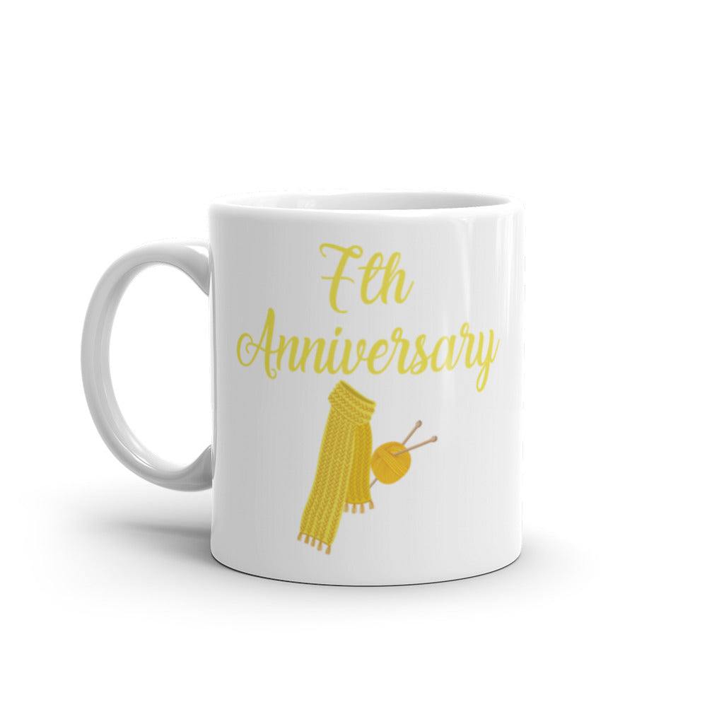 7th Anniversary in White & Yellow -  White glossy mug