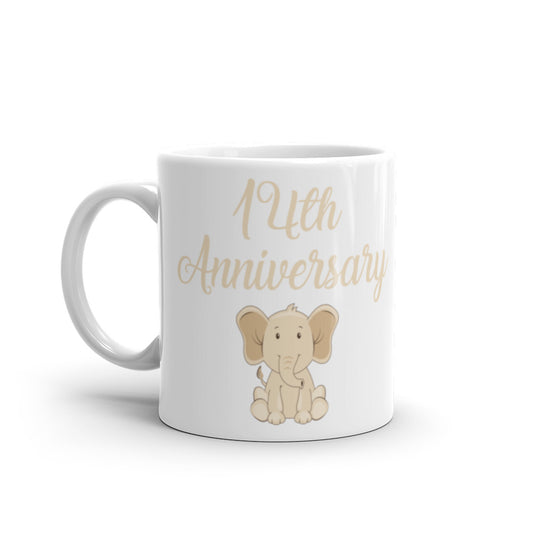 14th Anniversary in White & Ivory - White glossy mug