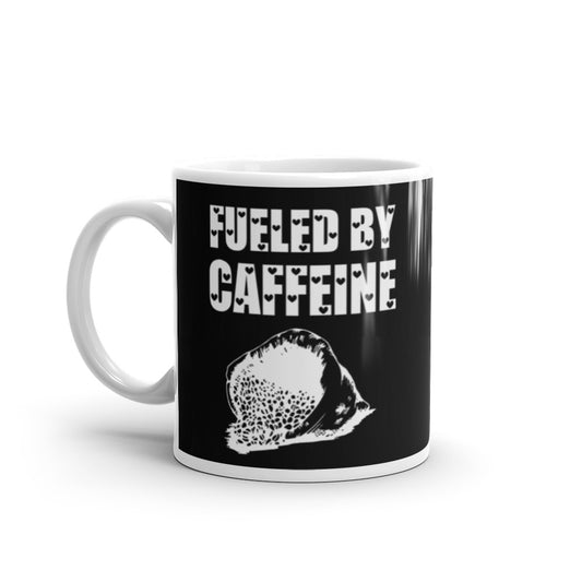 Fueled By Caffeine (Black) White Glossy Mug