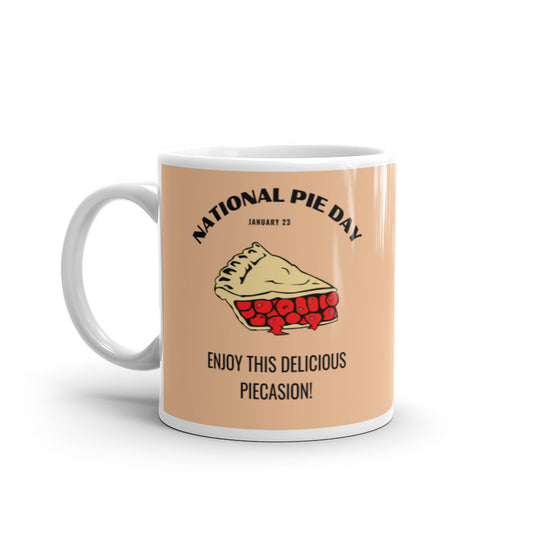 National Pie Day (Cream) White glossy mug