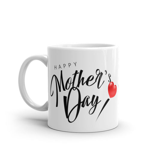 Happy Mothers Day with Red Heart - White glossy mug