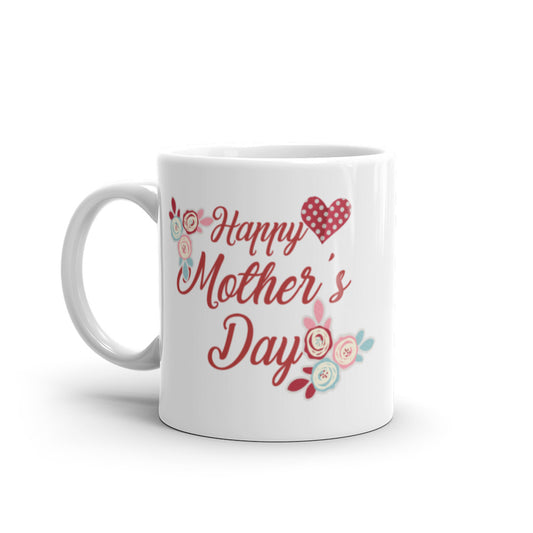 Happy Mothers Day - Hearts & Flowers - White glossy mug