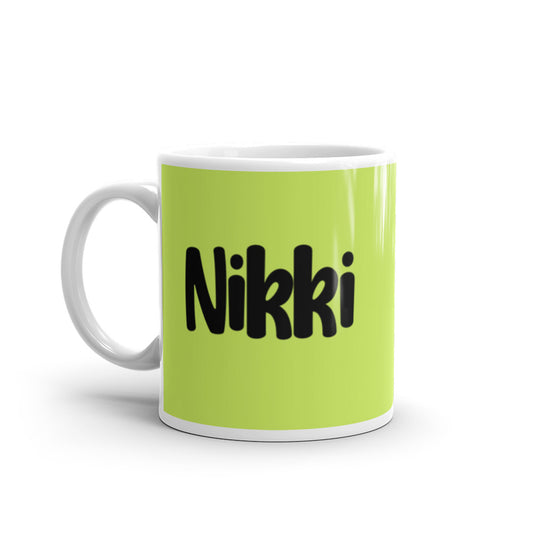 Nikki - Green & White glossy mug