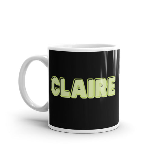 Claire Personalised - Green & Black on White glossy mug