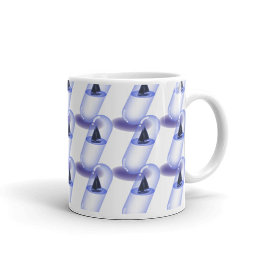 Yacht in a Capsule in Purple Pattern - White glossy mug - Science Fiction Day