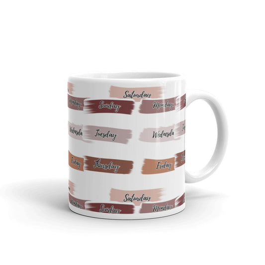 Days of the Week Stickers in Brush Strokes - White glossy mug - National Sticker Day