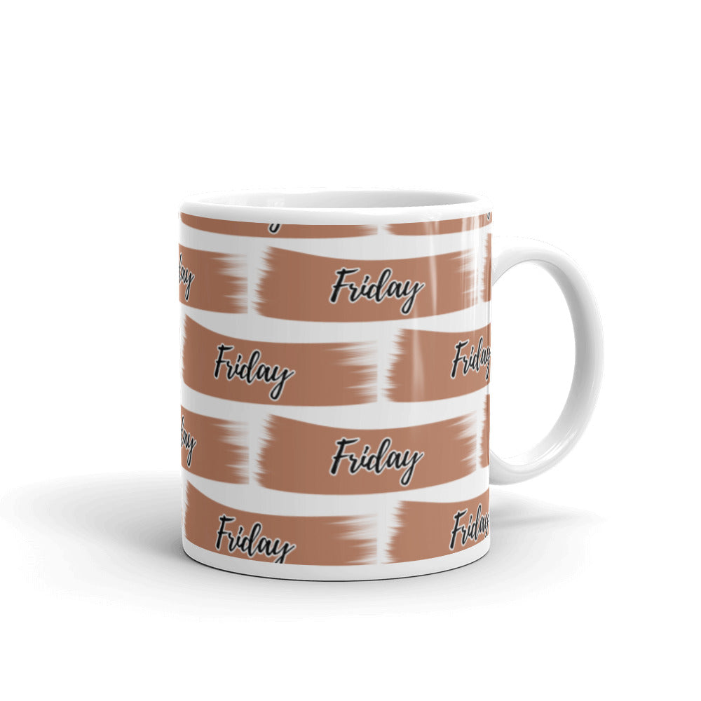 Friday Sticker - Brush Stroke - White glossy mug -National sticker Day