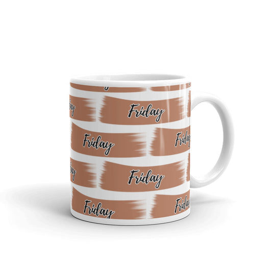 Friday Sticker - Brush Stroke - White glossy mug -National sticker Day