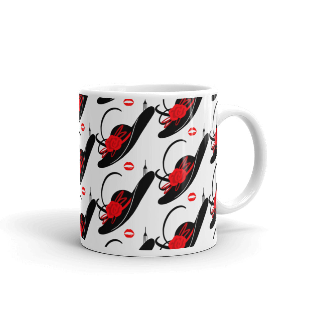 Black & Red Hat - White glossy mug - National Hat Day