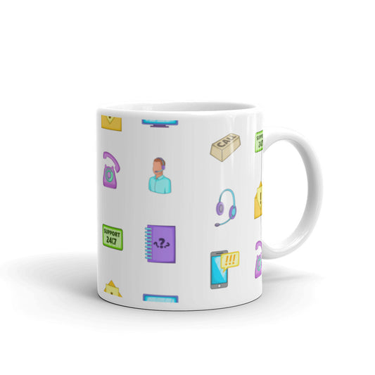 Customer Support Icons - White glossy mug - Get to Know your Customer Day