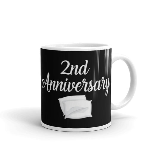 2nd Anniversary in Black & White - White glossy mug