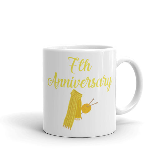 7th Anniversary in White & Yellow -  White glossy mug