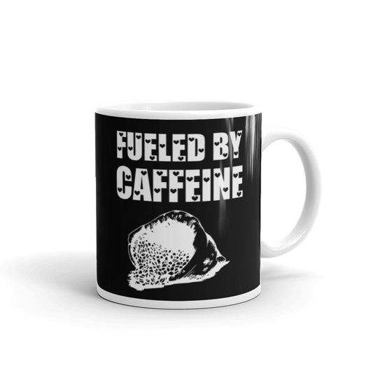 Fueled By Caffeine (Black) White Glossy Mug