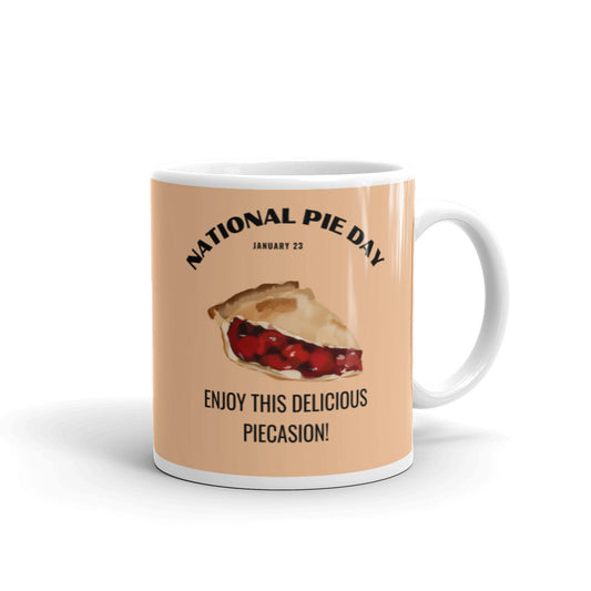 National Pie Day (Cream) White glossy mug