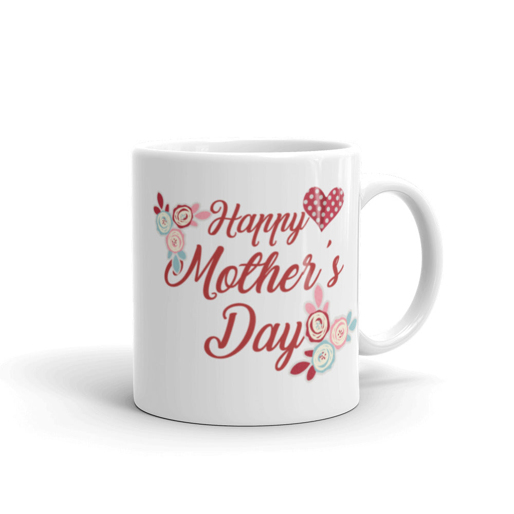 Happy Mothers Day - Hearts & Flowers - White glossy mug