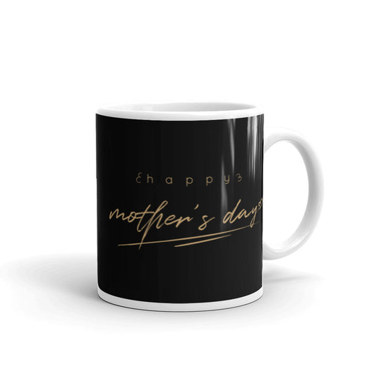 Happy Mothers Day in Black & Gold - White glossy mug