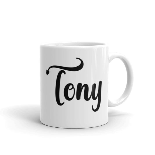 Tony - Black & White glossy mug