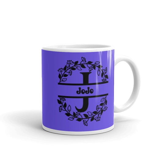 JoJo - Purple & Black on White glossy mug