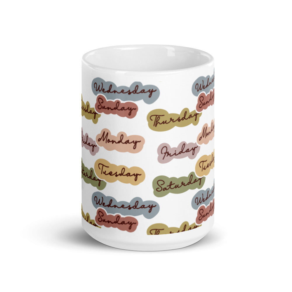 Day of the Week Stickers - White glossy mug -National Sticker Day