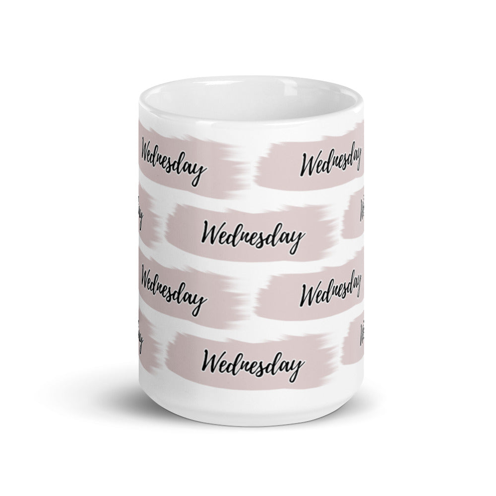 Wednesday Sticker - Brush Stroke - White glossy mug -National Sticker Day