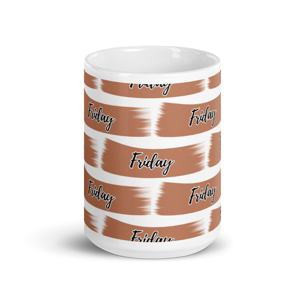 Friday Sticker - Brush Stroke - White glossy mug -National sticker Day