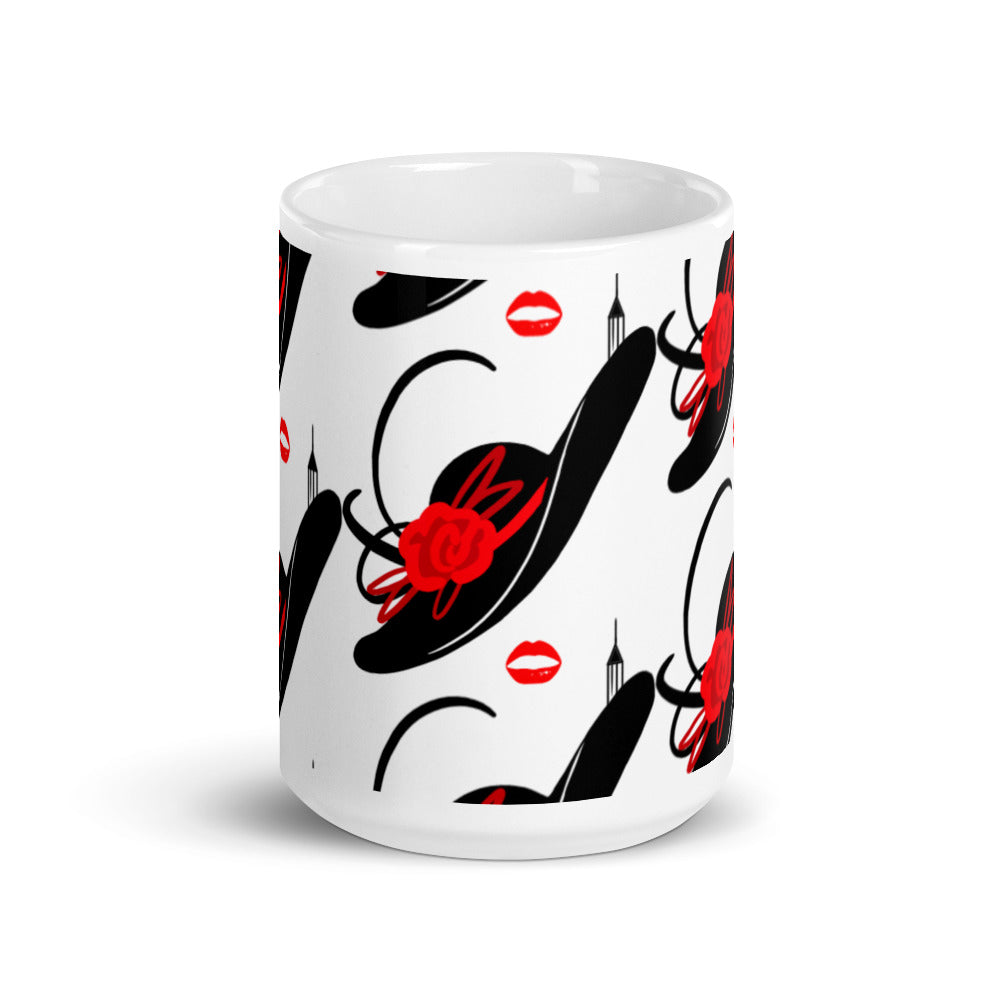 Black & Red Hat - White glossy mug - National Hat Day