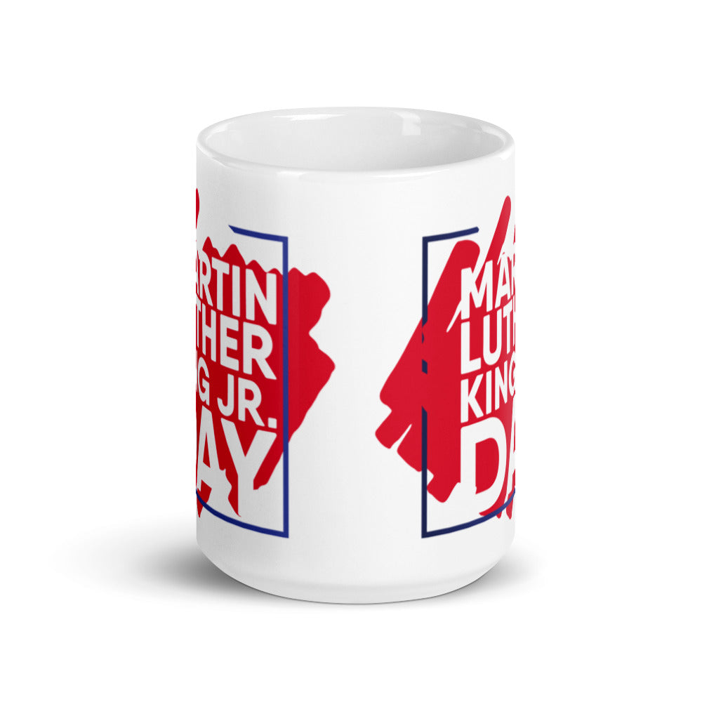 Martin Luther King Day in Red, White & Blue - White glossy mug