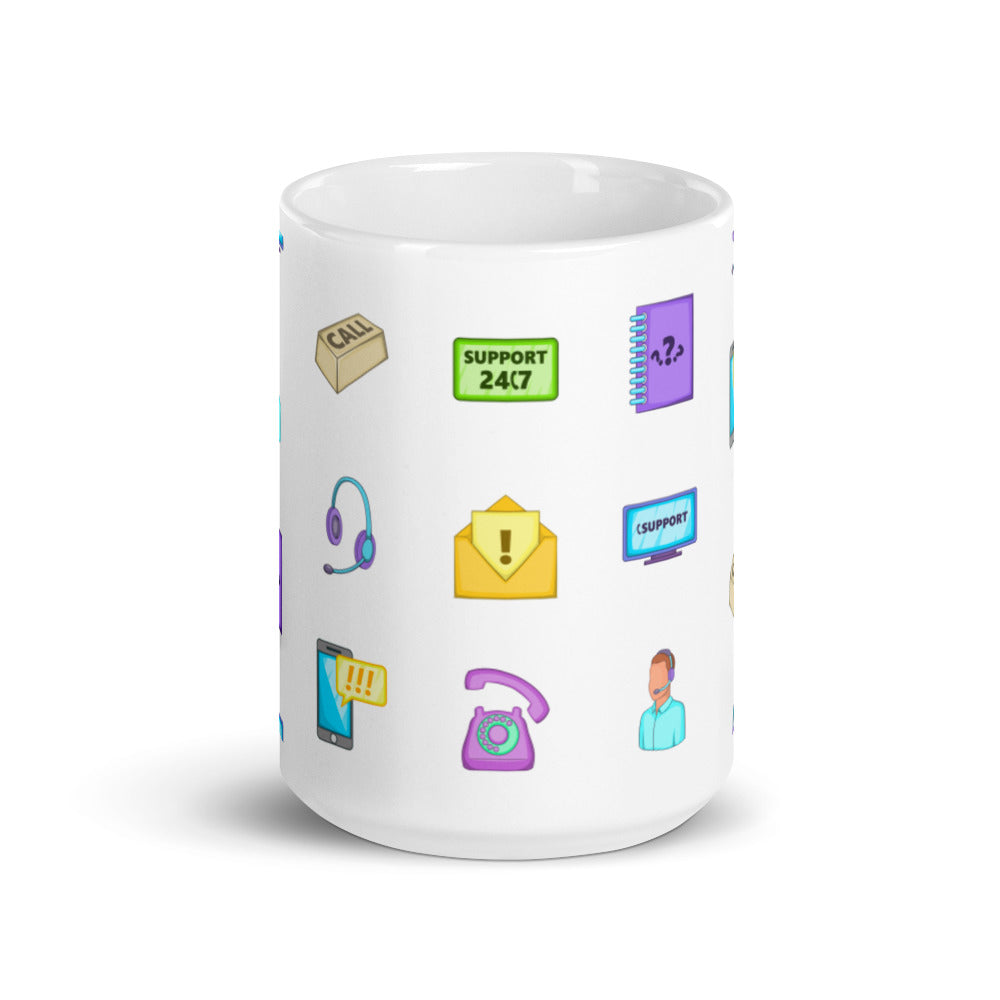 Customer Support Icons - White glossy mug - Get to Know your Customer Day