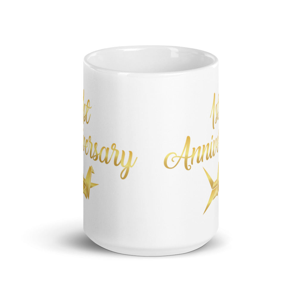1st Anniversary - White glossy mug
