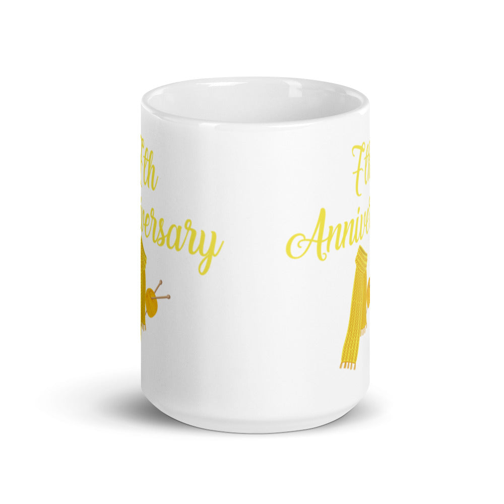 7th Anniversary in White & Yellow -  White glossy mug