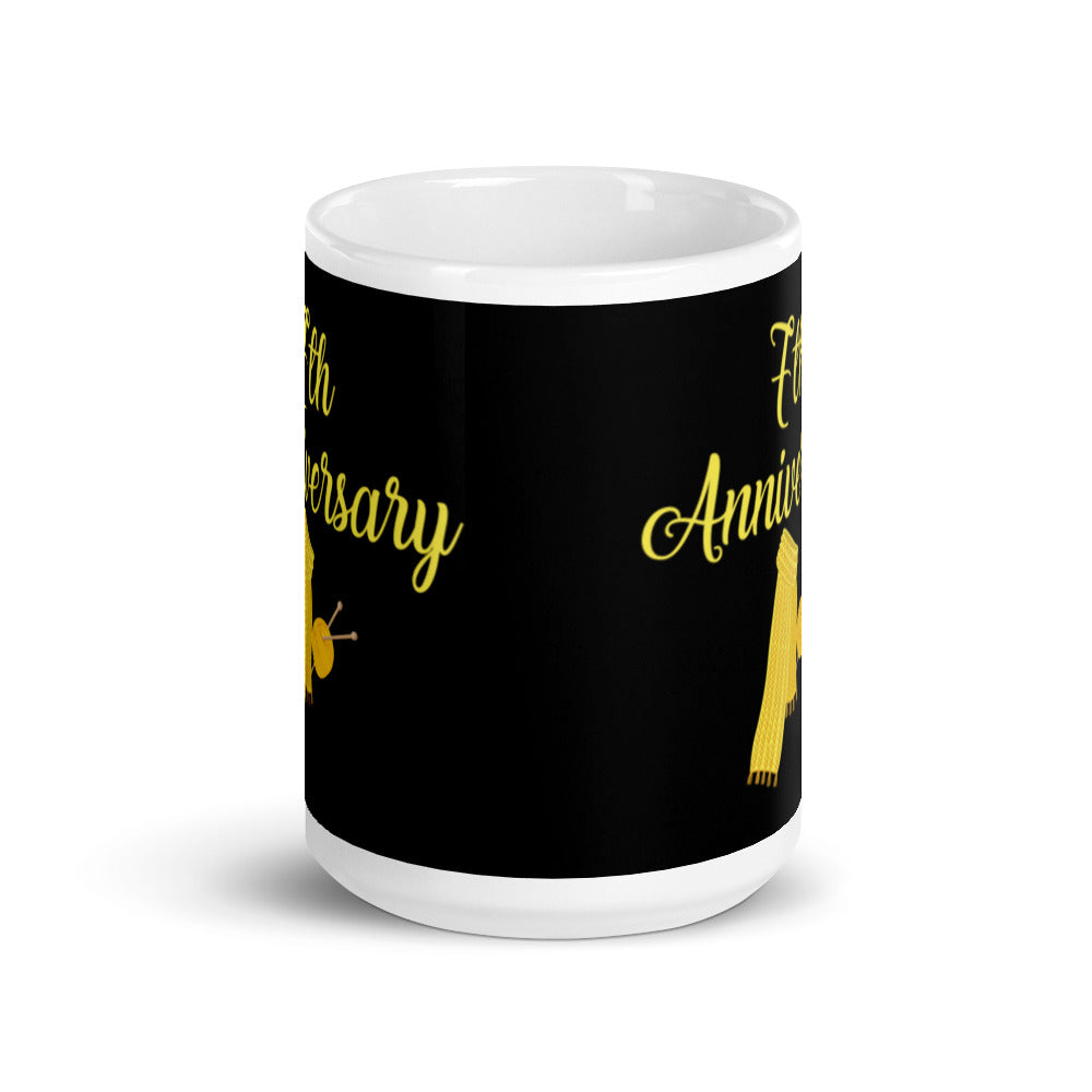 7th Anniversary in White & Yellow - White glossy mug