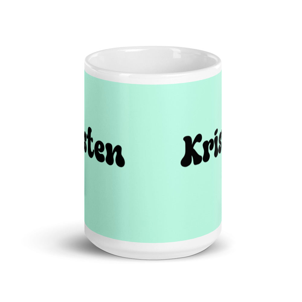Kristen - Green & White glossy mug