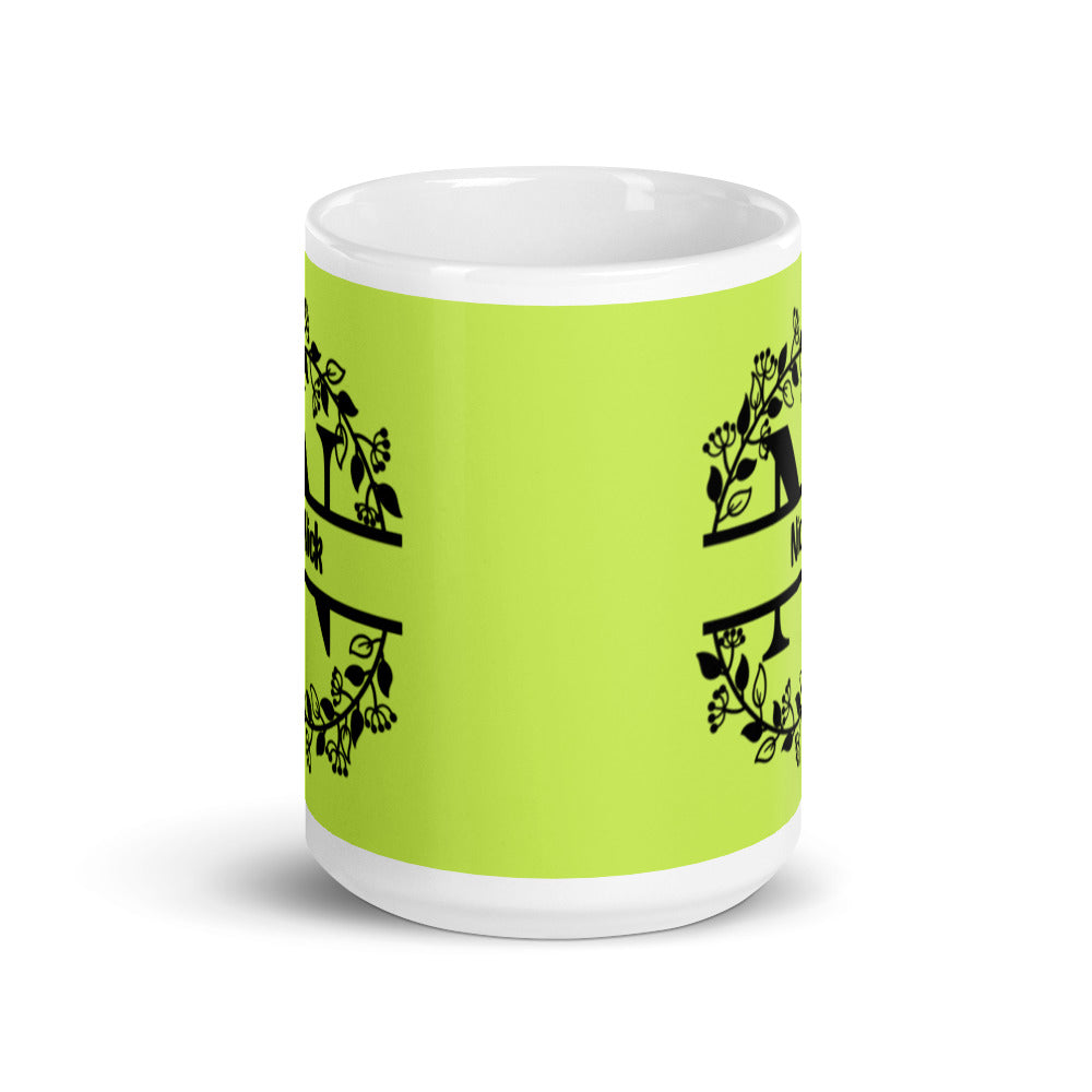 Nick - Green & Black - Personalized on White glossy mug
