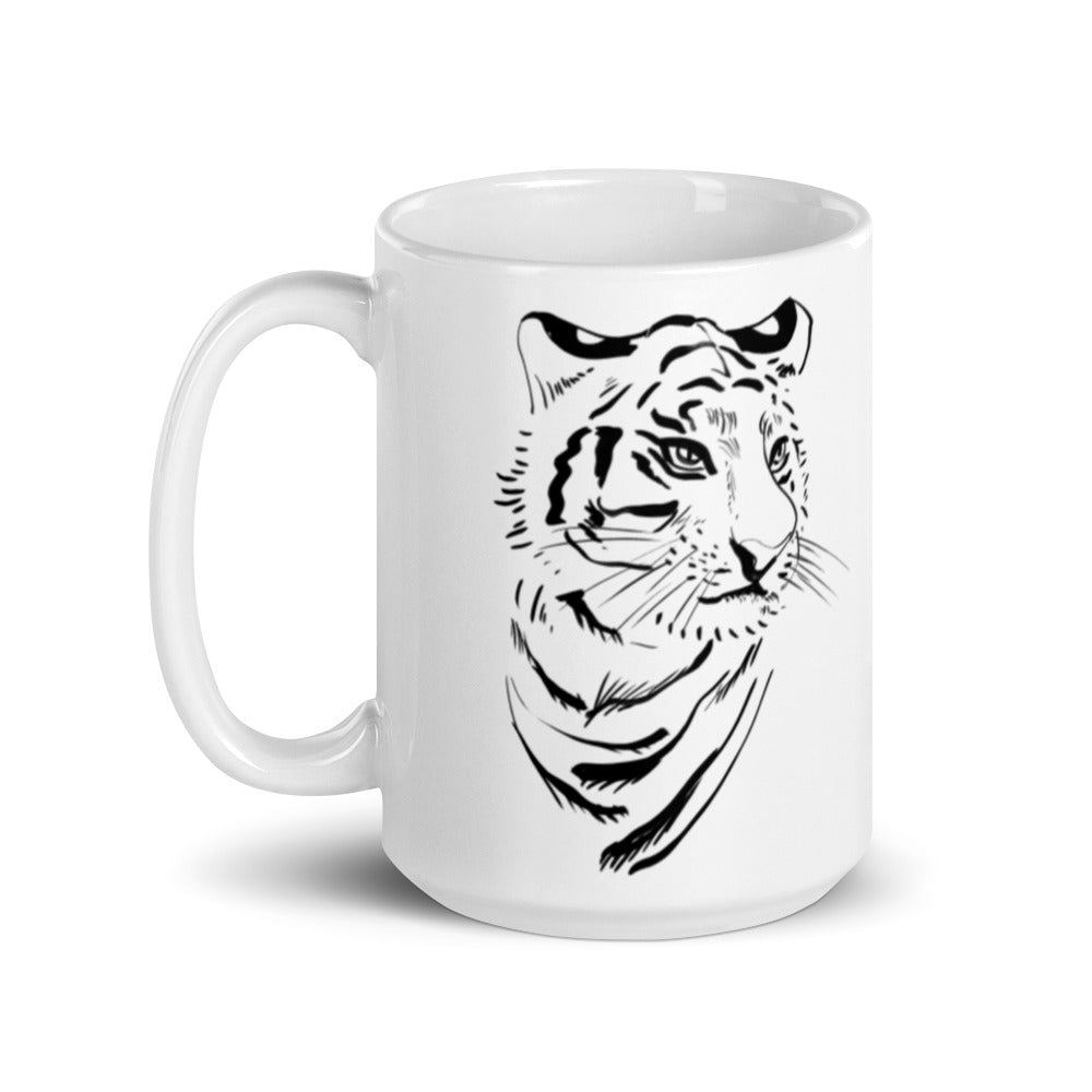 Tiger - White glossy mug - Black Year of the Tiger