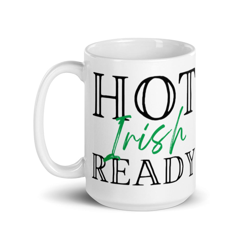 Hot Irish Ready in Green - White glossy mug