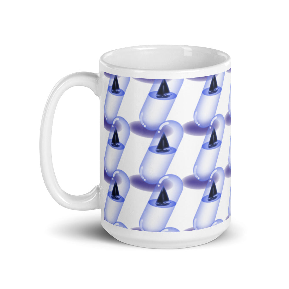 Yacht in a Capsule in Purple Pattern - White glossy mug - Science Fiction Day