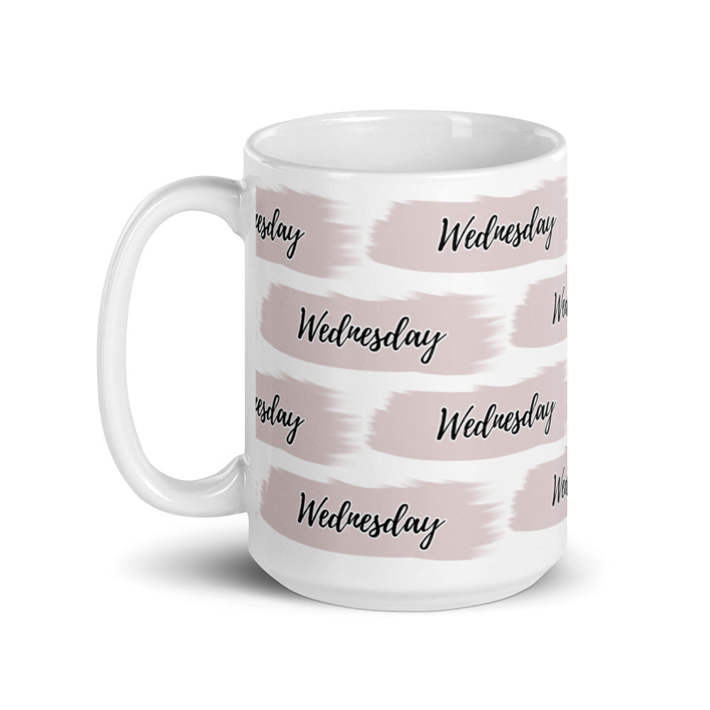 Wednesday Sticker - Brush Stroke - White glossy mug -National Sticker Day