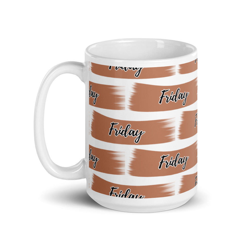 Friday Sticker - Brush Stroke - White glossy mug -National sticker Day