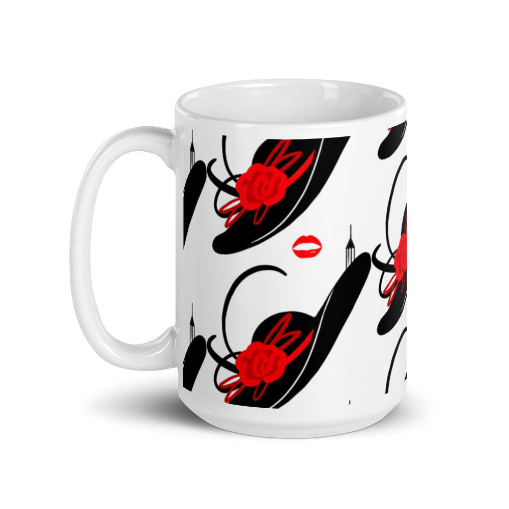 Black & Red Hat - White glossy mug - National Hat Day