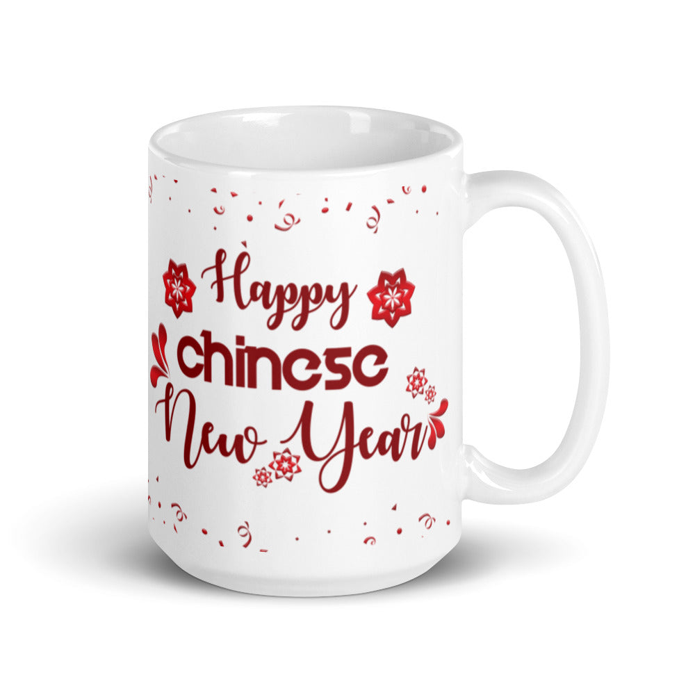 Happy Chinese New Year - White glossy mug - Red & White