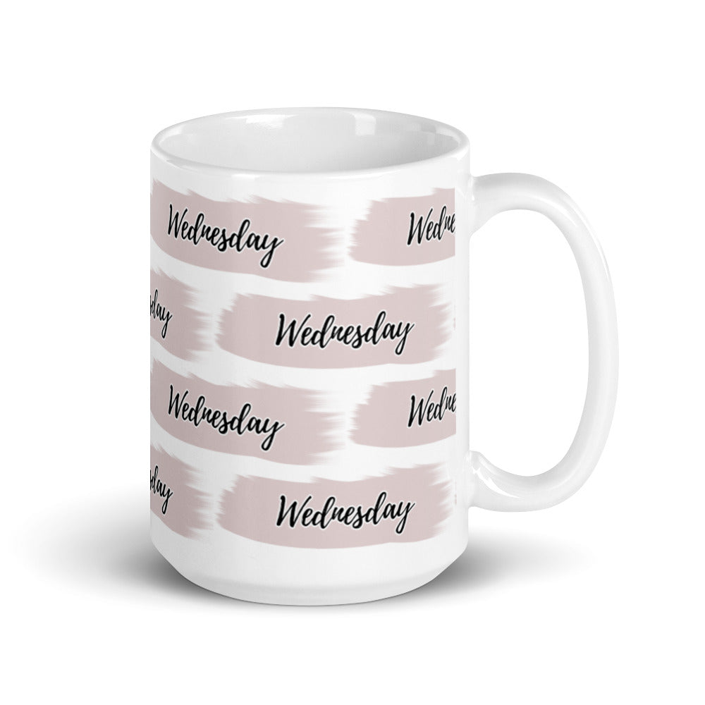 Wednesday Sticker - Brush Stroke - White glossy mug -National Sticker Day