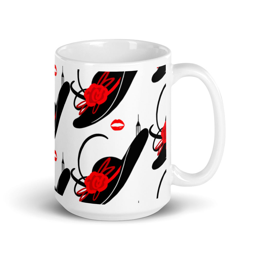 Black & Red Hat - White glossy mug - National Hat Day