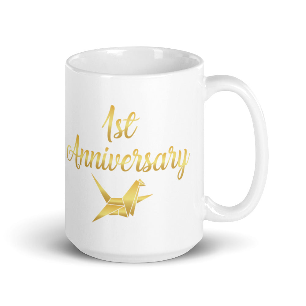 1st Anniversary - White glossy mug