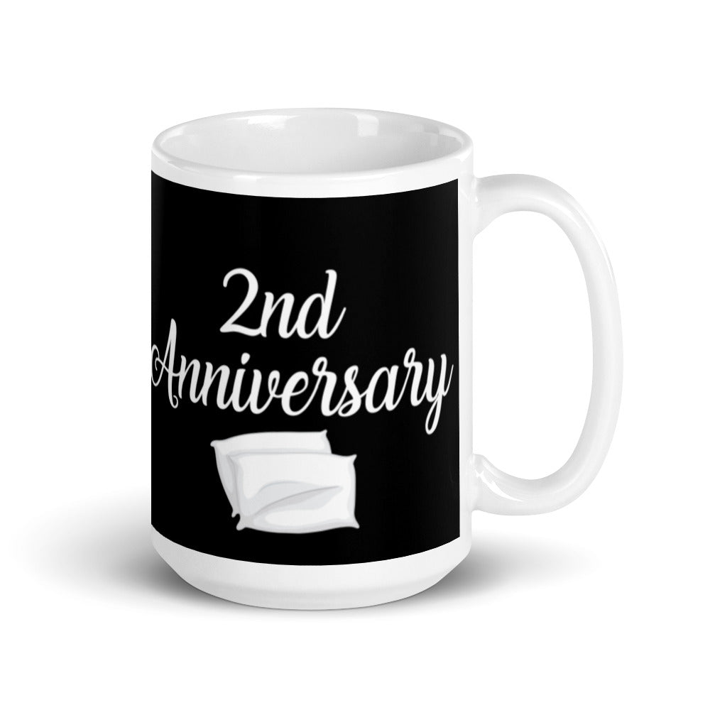 2nd Anniversary in Black & White - White glossy mug
