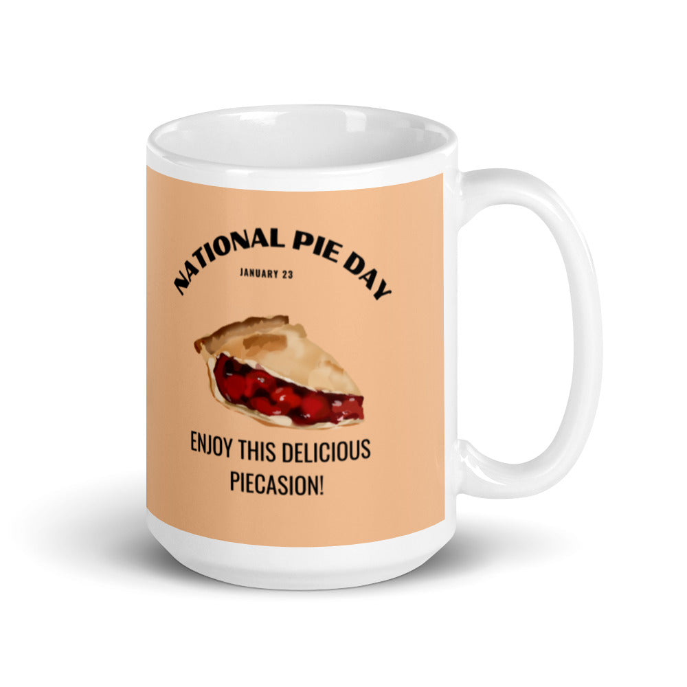 National Pie Day (Cream) White glossy mug