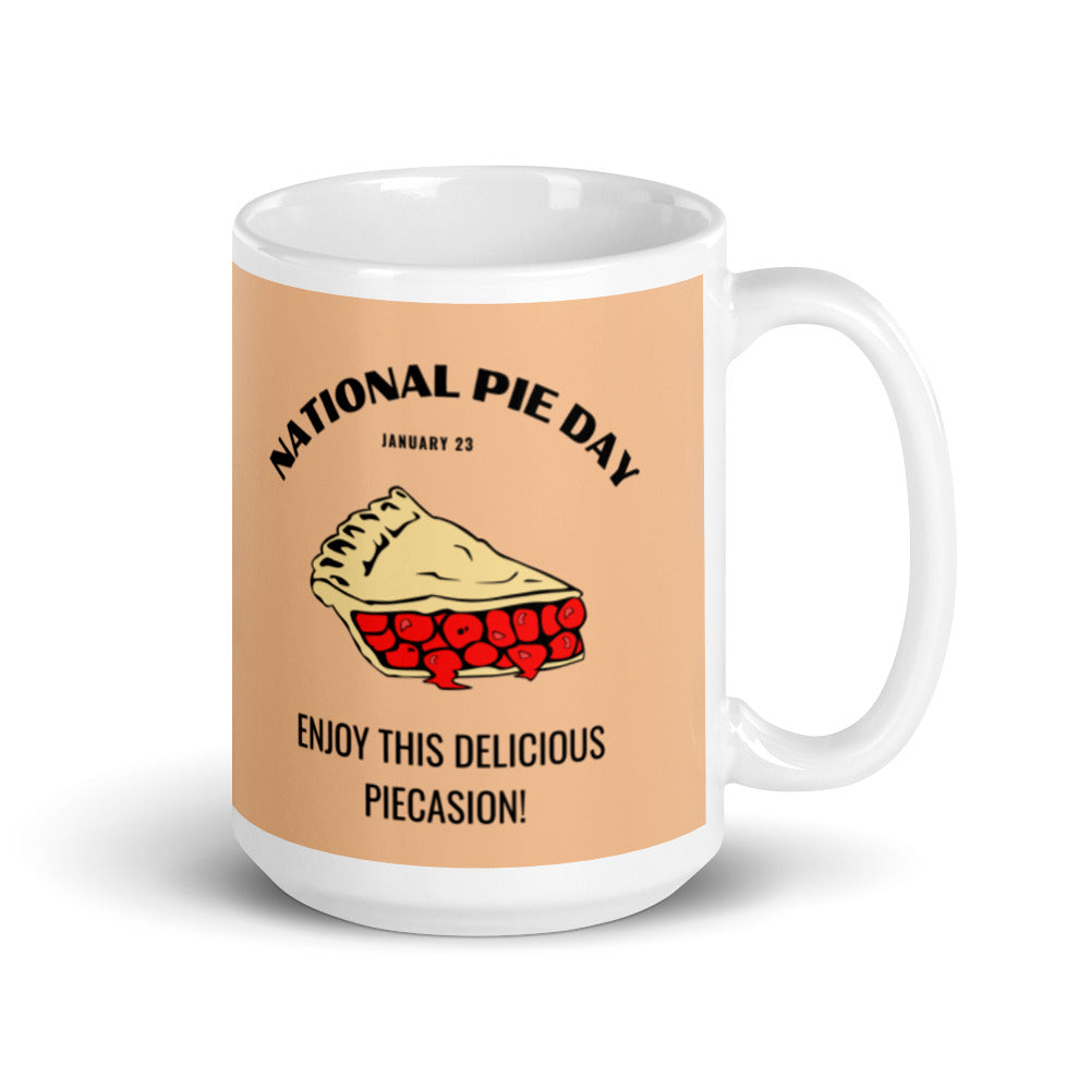 National Pie Day (Cream) White glossy mug