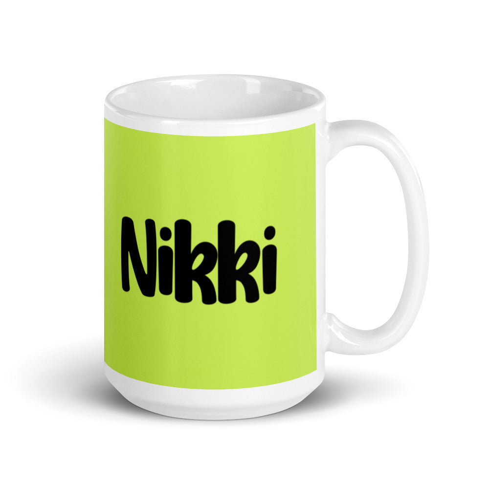 Nikki - Green & White glossy mug
